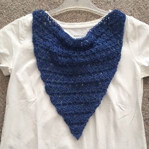 HAND CRAFTED Bandana Scarf Kerchief Crochet Blue Bandanna